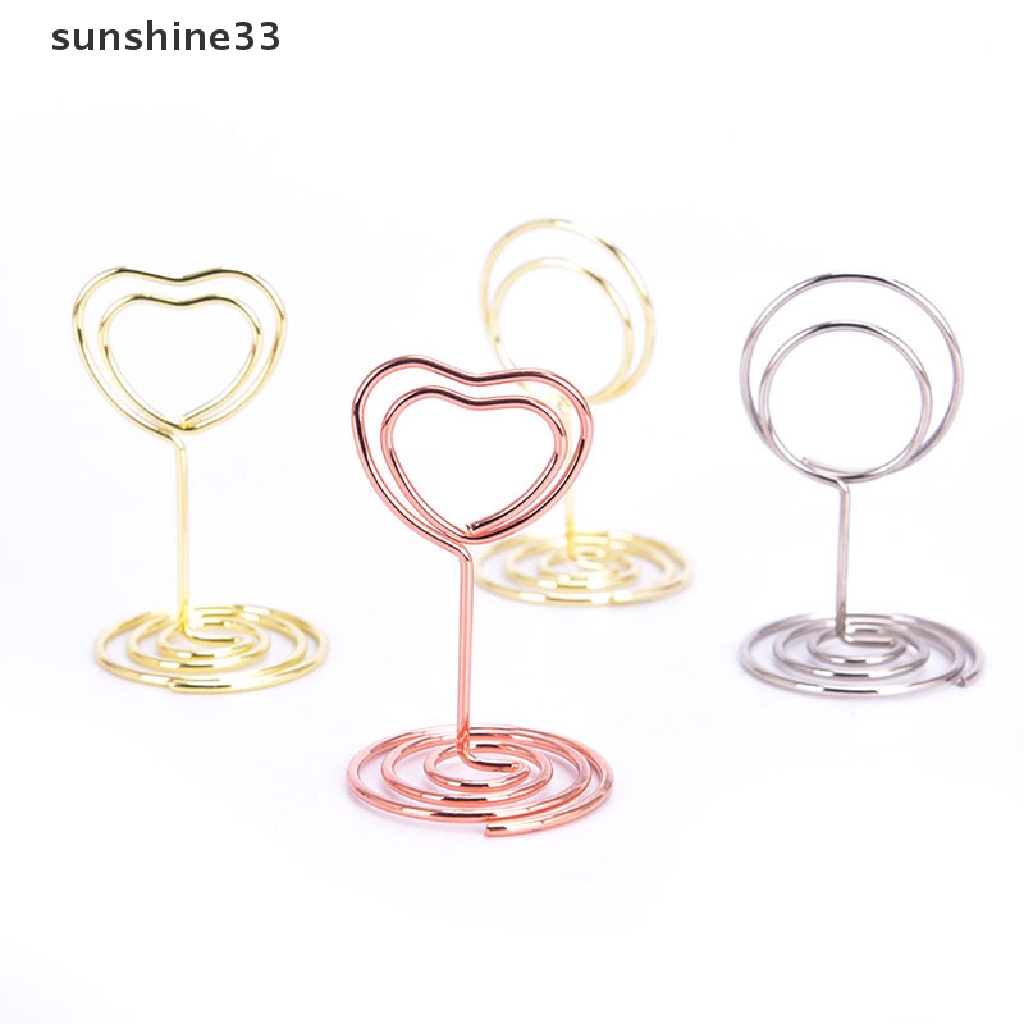 【SU】 Wedding Heart Photo Clip Table Number Stand Desktop Deco Metal Place Card Holder .