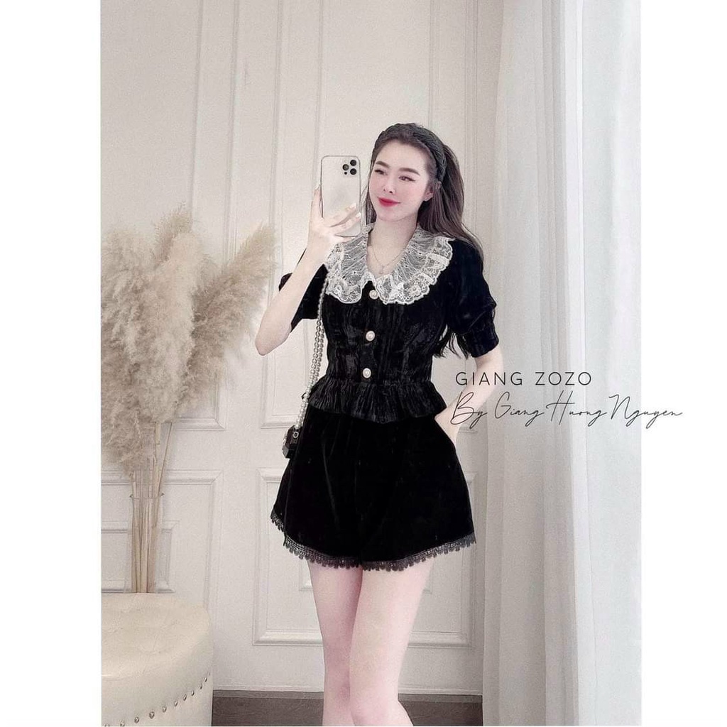 Aó nhung cổ sen siêu hot siêu xinh.hàng quảng châu cao cấp