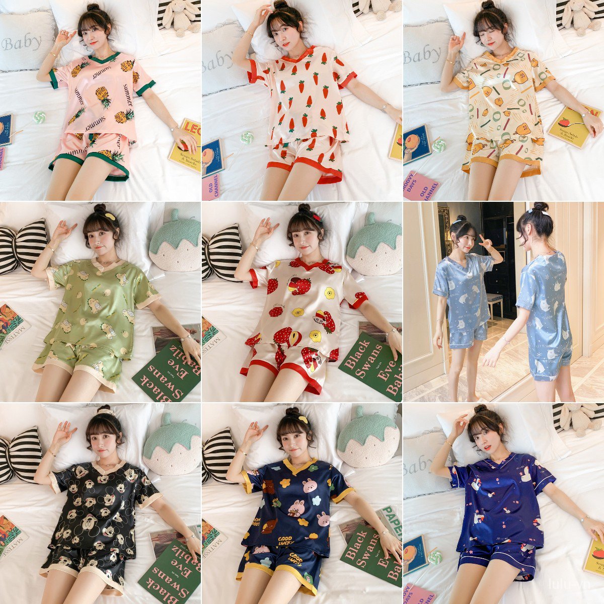 Set Đồ Ngủ Bằng Lụa Gợi Cảm Cho Cặp Đôi