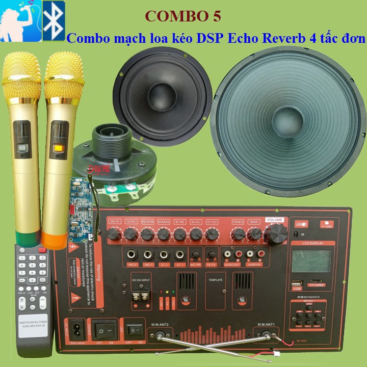 Combo Mạch loa kéo Reverb chống hú 4 tấc đơn