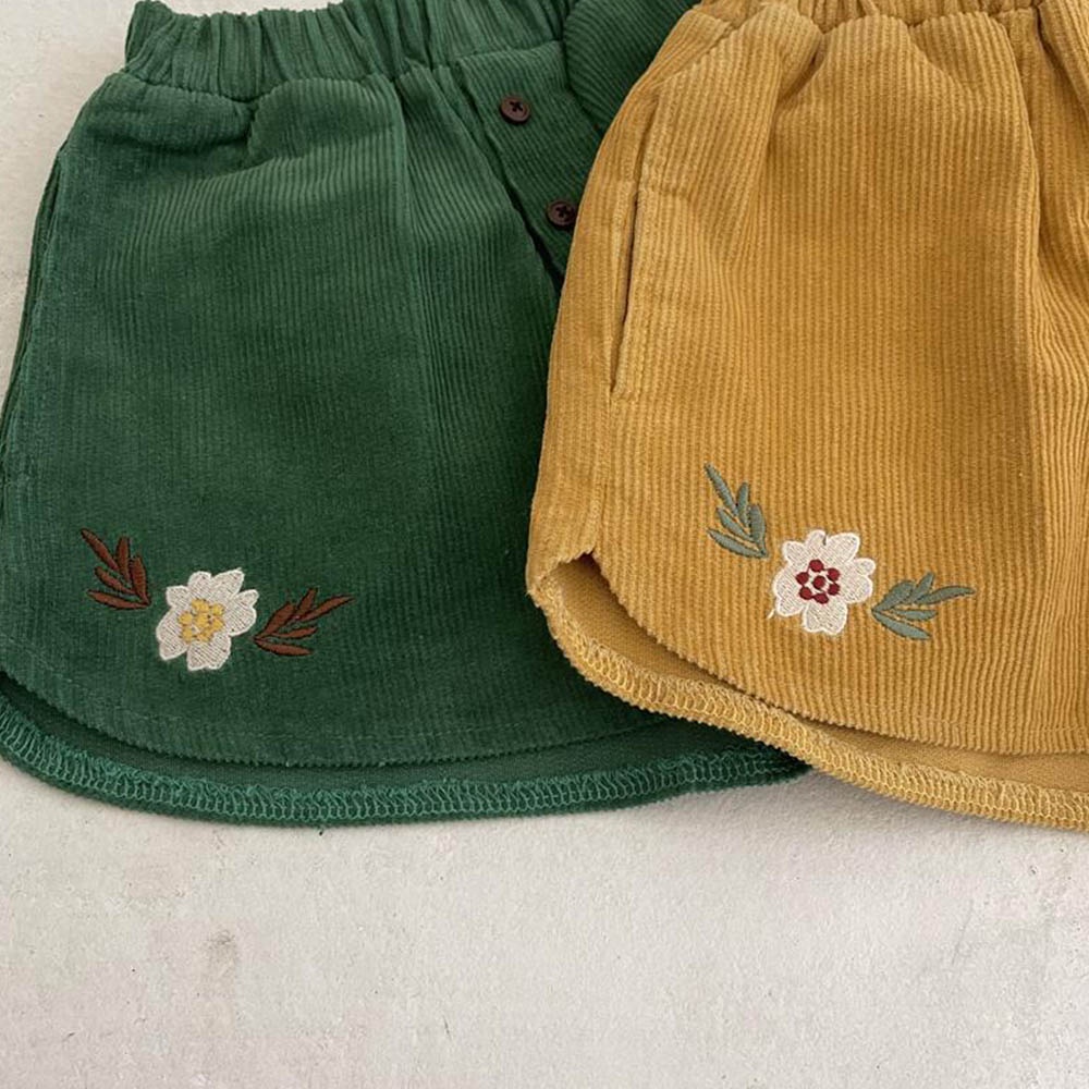 Quần short Bear Leader cotton lanh thêu hình thời trang mùa hè thích hợp cho bé gái