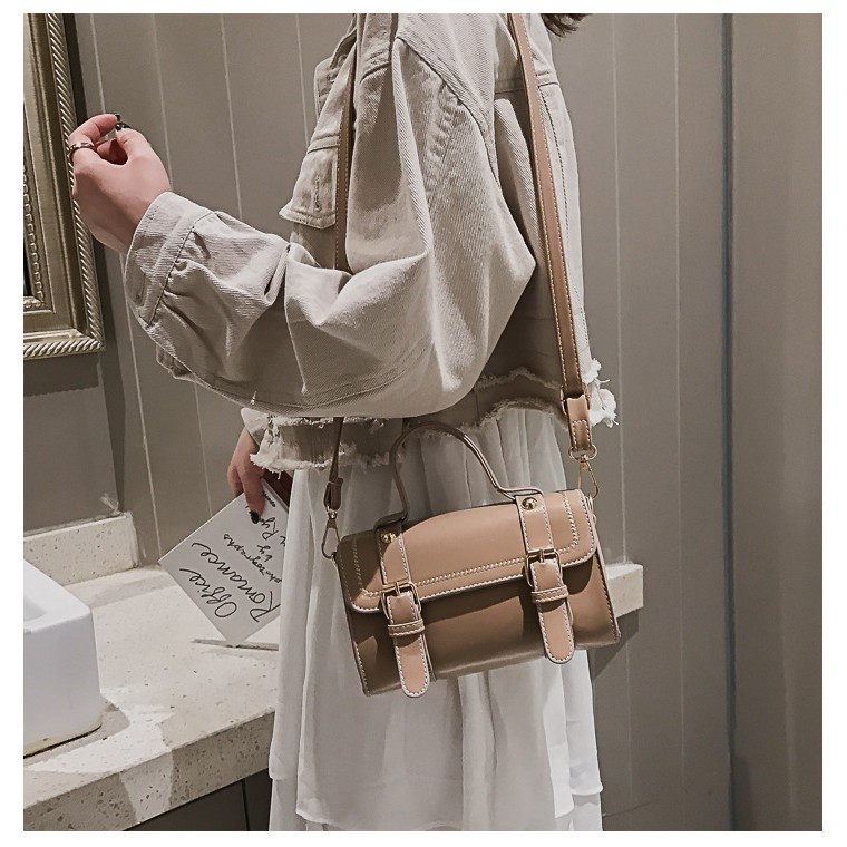 _có sẵn_  Túi xách nữ thời trang DA TRỐNG CƠM 2 KHÓA 8201 size 19*12*7cm hàng Quảng Châu