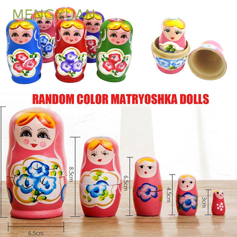 Set 5 mô hình đồ chơi búp bê Nga Matryoshka bằng gỗ từ nhỏ đến lớn có thể lồng vào nhau