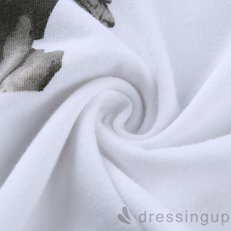 Áo Thun Lửng Ngắn Tay Cổ Tròn In Họa Tiết Cá Tính Dành Cho Nữ