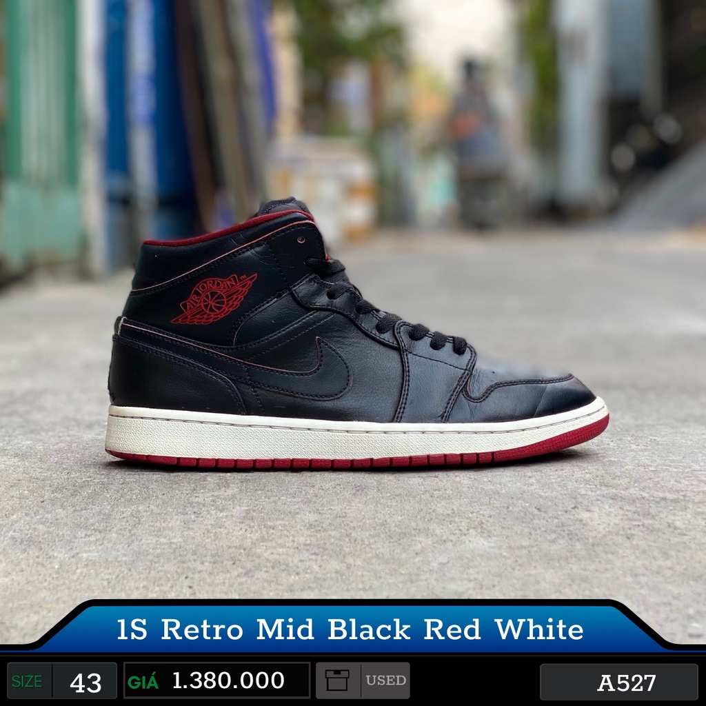 Giày Cũ 1S Retro Mid Black Red White Size 42-43 2hand chính hãng cam kết real trọn đời - Giày Cũ Sài Gòn