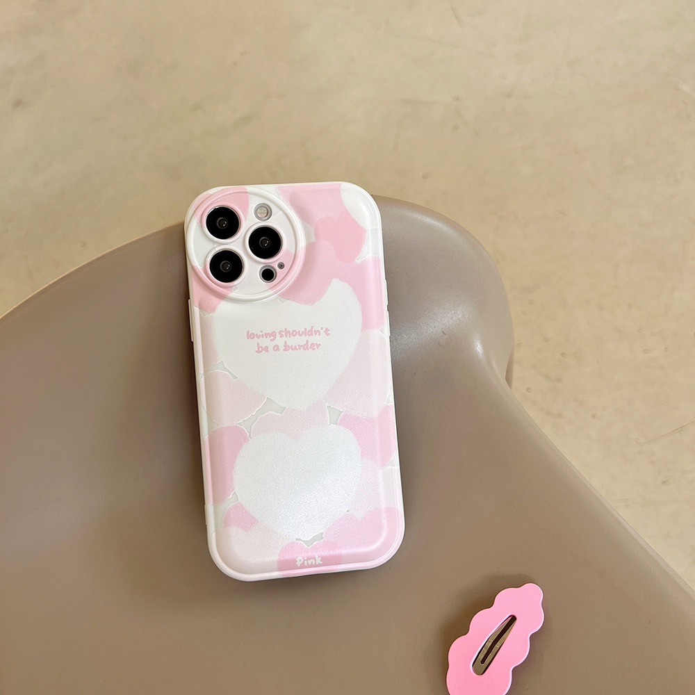 ốp iphone Trái tim màu hồng TPu Silicone Case Điện thoại iPhone 11 Pro Max X Xr Xs 7 8 14 Plus Se 2020 12 pro max 13 mini