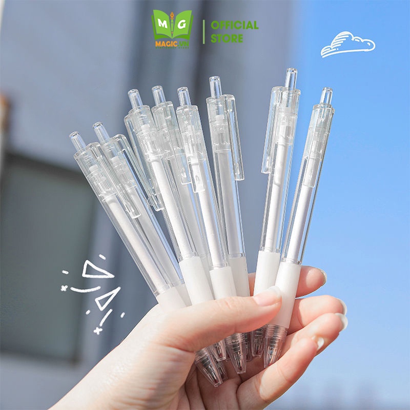 Bút Bi Nước Gel Bấm Mực Đen Muji Trong Suốt MAGIC Ngòi 0.5mm Nhật Bản Cute BM1, Văn Phòng Phẩm,Đồ Dùng Học Tập Dễ Thương