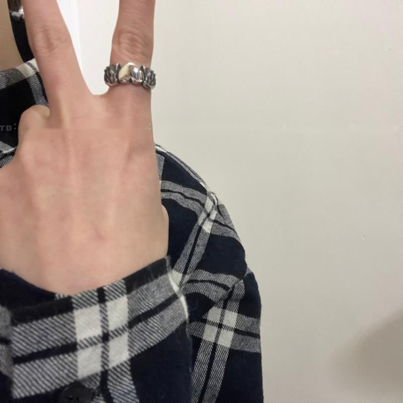 Nhẫn Hình Đôi Cánh Thiên Thần Phong Cách Retro Đường Phố