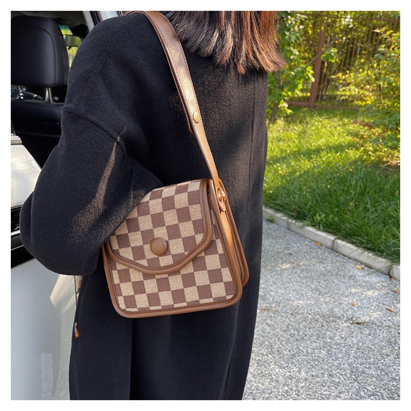 Túi xách nữ đẹp đeo chéo kẹp nách MUNGA chất liệu da cao cấp họa tiết caro thời trang công sở đi làm đi chơi TMG10