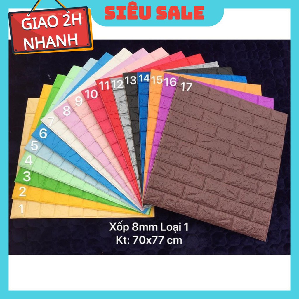 Xốp Dán Tường 6mm Loại 1 Giả Gạch 3D Dày Cao Cấp Cách Âm Cách Nhiệt Giá Rẻ Nhất Siêu Bền