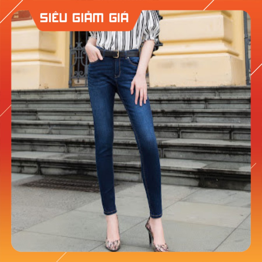 Quần jean nữ xịn Hàng thiết kế H&H Luxury - Quần Skin xanh ôm dáng cực đẹp
