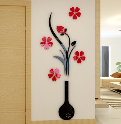 Sticker Dán Tường Họa Tiết 3d Hình Bông Hoa Dùng Trang Trí Phòng Khách