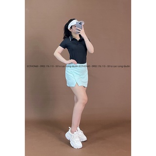 Áo cổ polo trơn,chân váy xẻ đùi [hình thật shop chụp] Eothon60