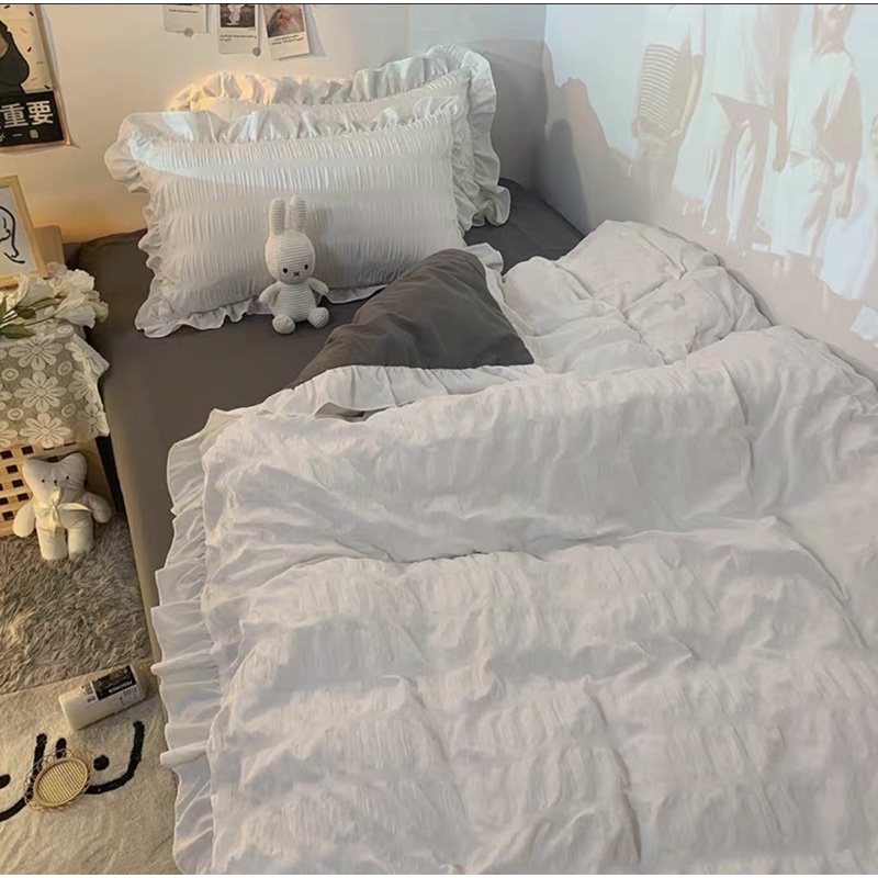Shinbedding _ Set Bộ Vỏ Đũi Nhăn Phong Cách Hàn Quốc (Nhiều Màu Sắc)