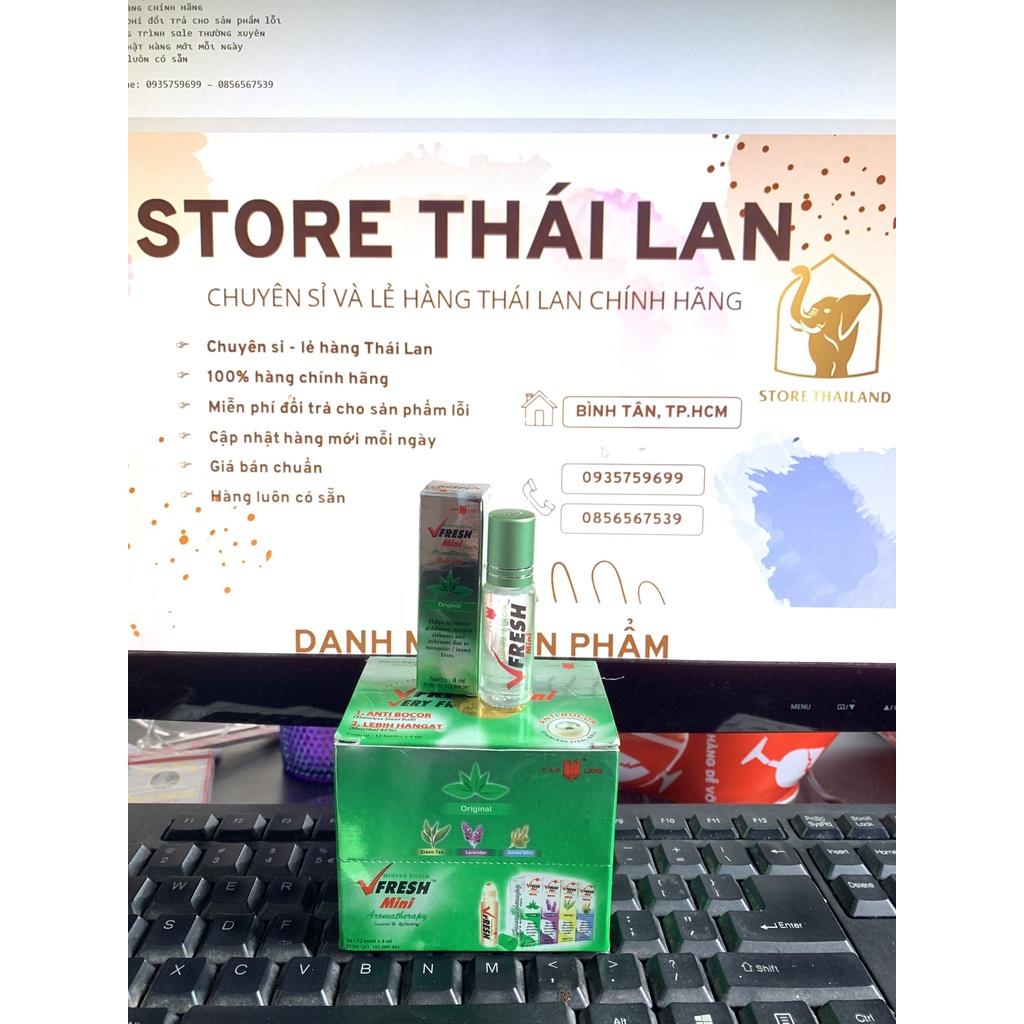 [CHÍNH HÃNG] Dầu Bi Lăn VFRESH 4ml đủ mùi hương Đỏ - Xanh Dương - Xanh Lá - Vàng - Tím