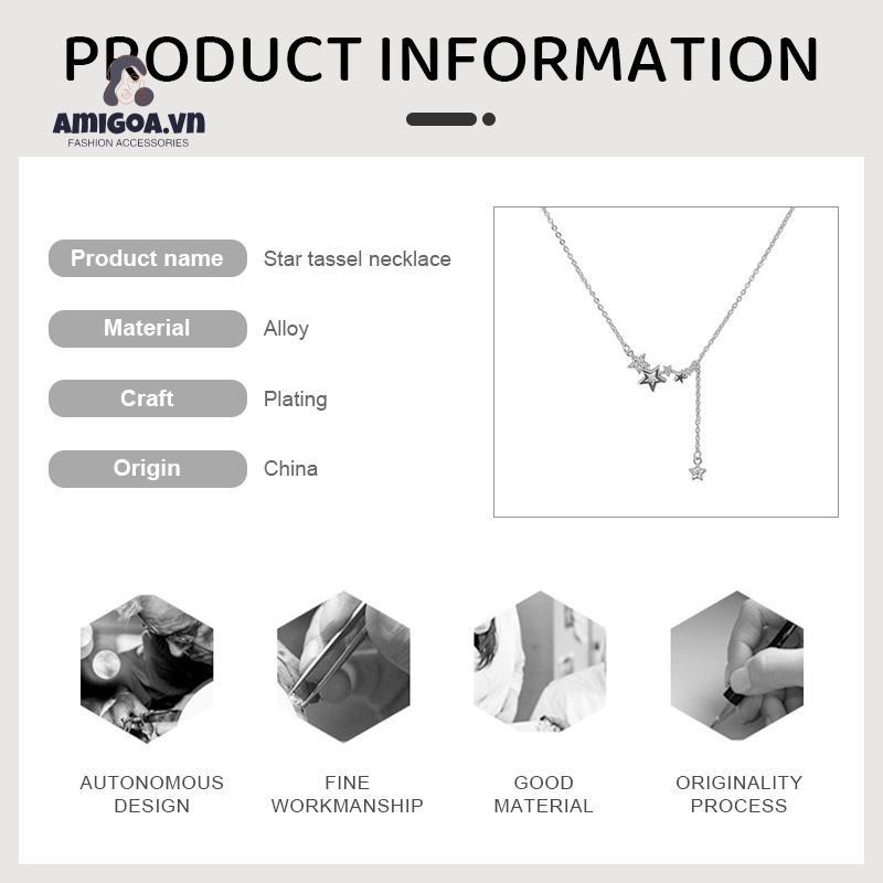 ✨✨Vòng cổ Mạ Bạc 925 Mặt Ngôi Sao Tua Rua Thời Trang Cho Nữ