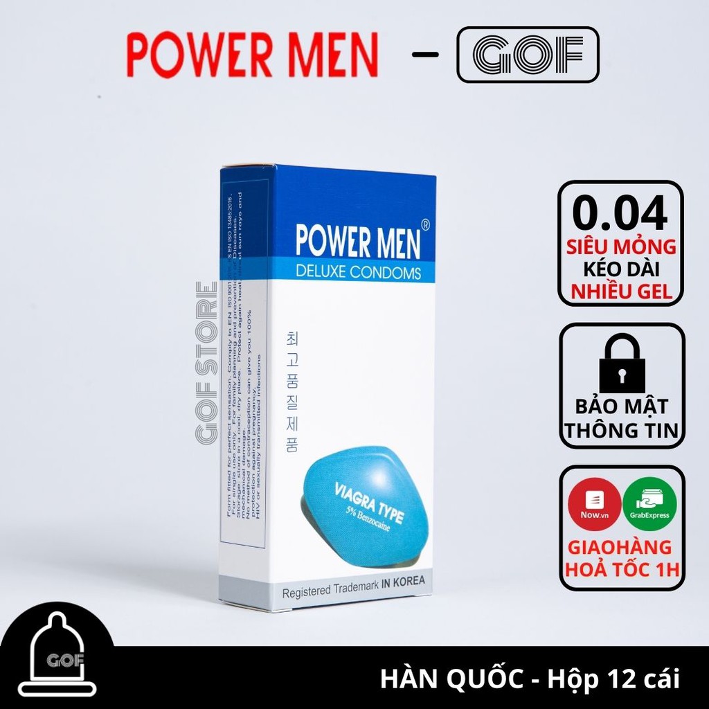 Bao cao su Power men viagra chống xuất tinh sớm Hộp 12 bao- Chính Hãng - GoF Store