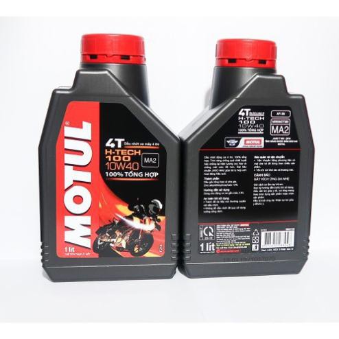 Nhớt tổng hợp Motul H-Tech 100 4T 10W40 cho xe Exciter, Satria, SOnic, motô PKL [Chai 1L Free Phễu Rót]