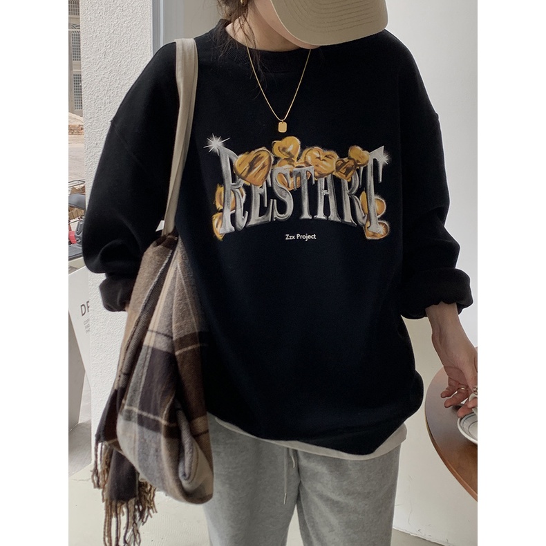 Áo Nỉ Sweater nữ Cao cấp Form rộng Hàn Quốc Áo Sweater Thu Đông Giữ ấm Nữ Ulzzang Thời trang