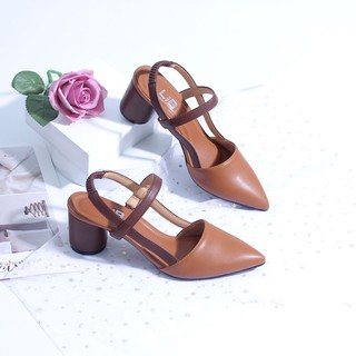 Giày Sandal 5cm Bít Mũi 4161 Màu Vàng