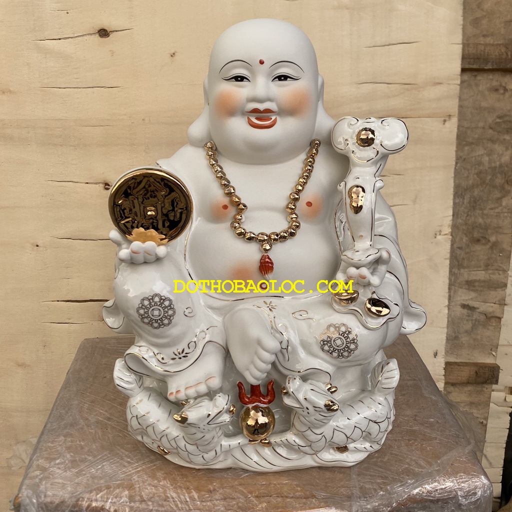 Tượng phật di lạc bằng sứ cao 35cm phù hộ gia chủ bình an , nạp thêm tài lộc
