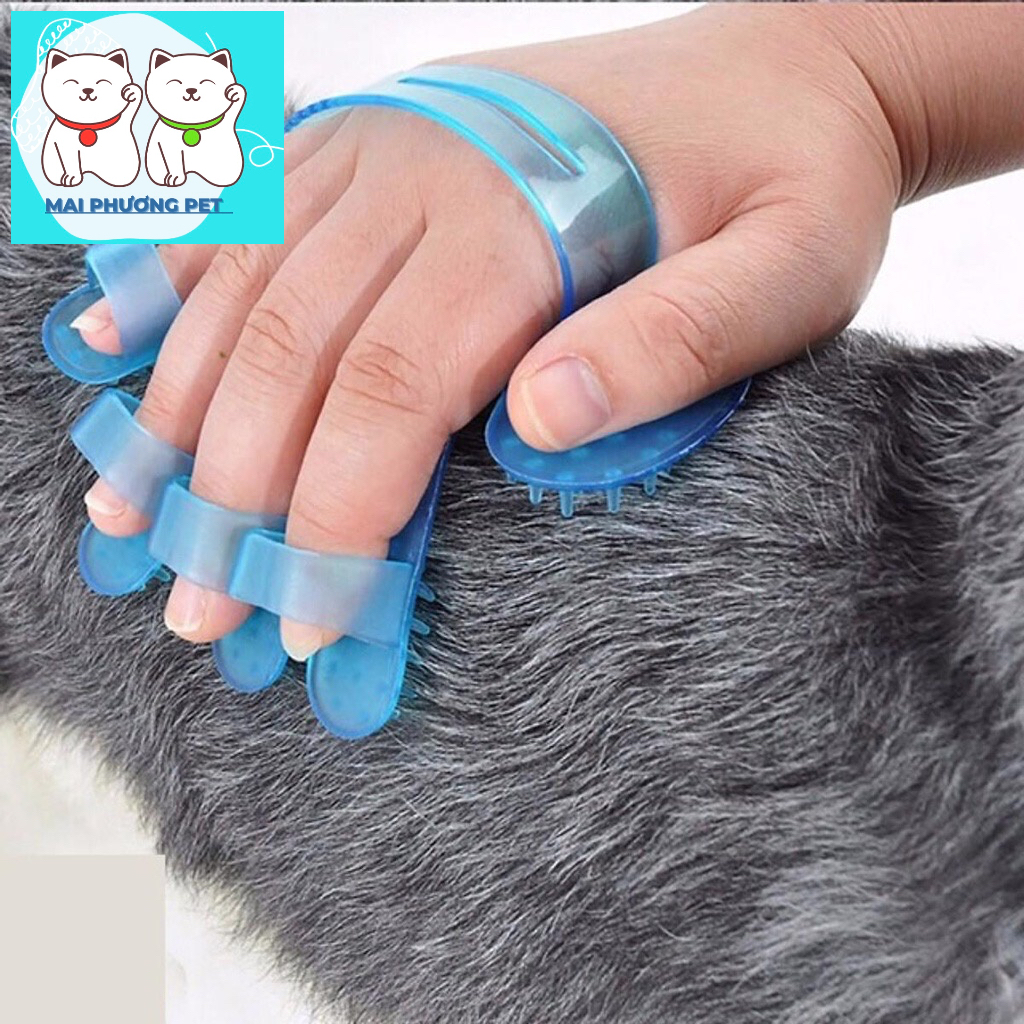 ￼Găng tay tắm cho thú cưng (Bàn chải massage/ mát xa/ chải lông cho chó mèo)