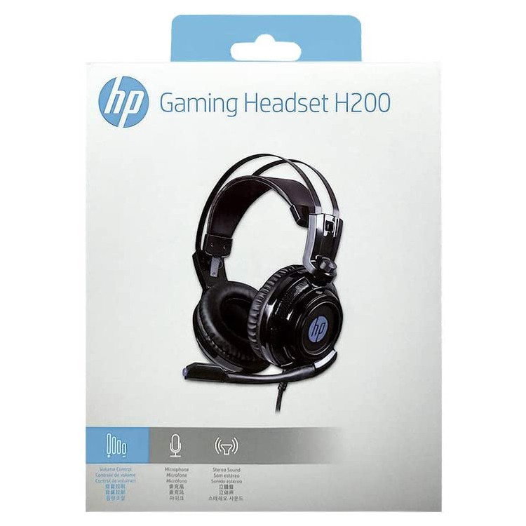 Tai nghe chụp tai HP H200 chuyên game có led - kèm jack chuyển 1 ra 2 (Đen)