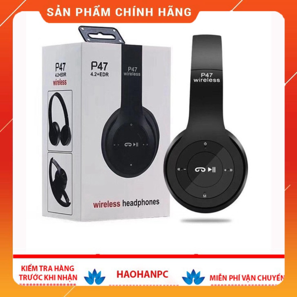 Tai Nghe Không Dây Kết Nối Bluetooth P47 Có Khe Cắm Thẻ Nhớ | BigBuy360 - bigbuy360.vn