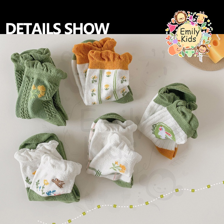 1-12 Tuổi 5 Đôi Vớ Cotton Thoáng Khí Chống Vi Khuẩn In Họa Tiết Hoạt Hình Hoa An Toàn Cho Bé Trai Và Gái