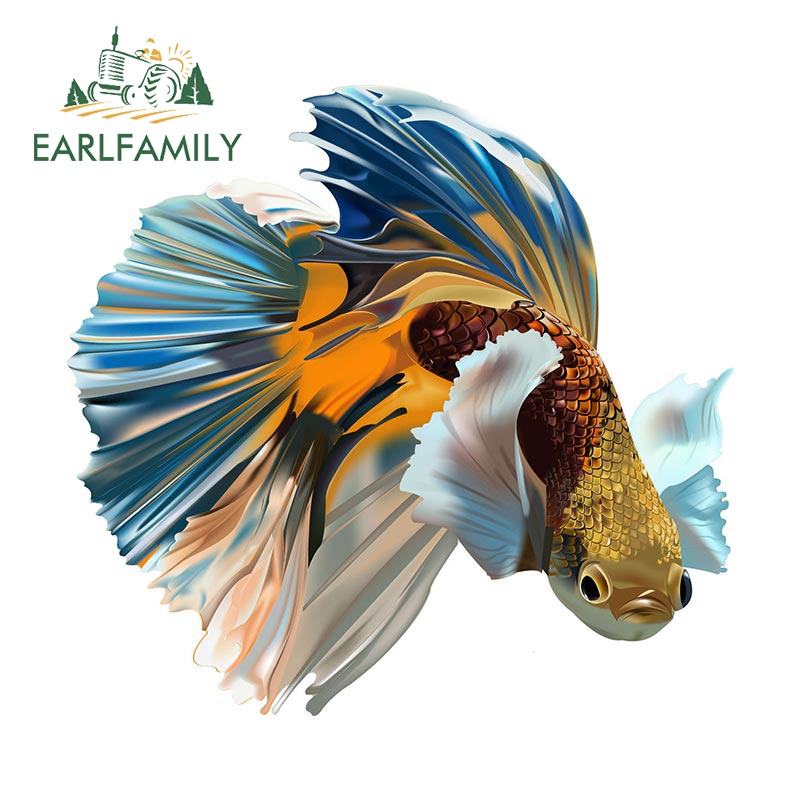 Earlfamily 13cm x 12.3cm betta fish car phụ kiện dán graffiti xe máy decal chống thấm nước thân cây vinyl xe bọc đề can phong cách xe hơi
