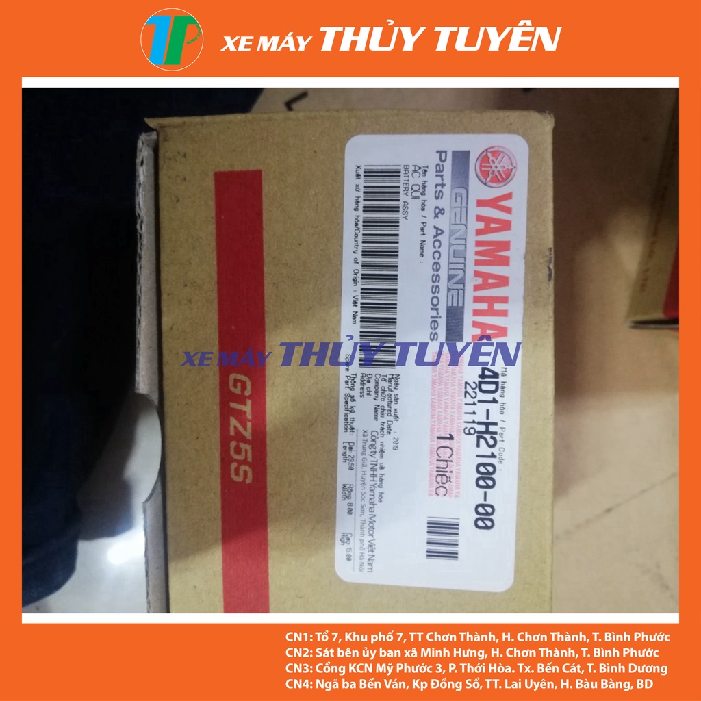 Bình Ắc Qui, Bình Điện, Bình Lùn 4D1 xe Si Fi Ex 135 150 Novo 4 5 6 Sirius Fi, Exciter 135 150, Nouvo chính hãng Yamaha
