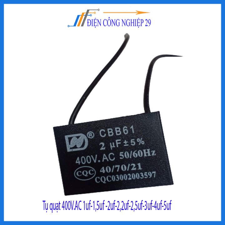 Tụ quạt 450V.AC 1uf-1,5uf -2uf-2,2uf-2,5uf-3uf-4uf-5uf thay thế cho quạt mo tơ động cơ