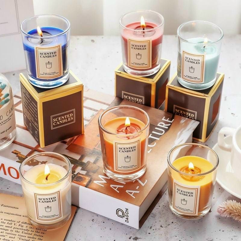 Nến Thơm Ly Thủy Tinh Tinh Dầu Thiên Nhiên Trang Trí Phòng Nguyên Chất Giúp Thư Giãn Xả Stress