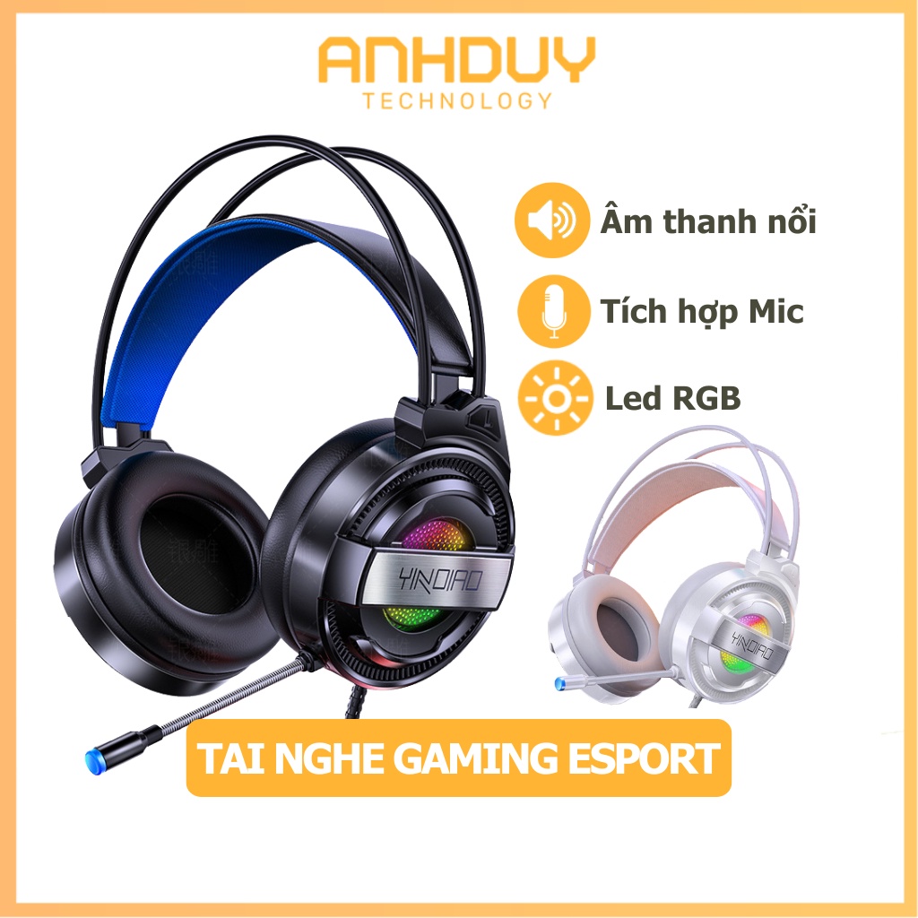 Tai nghe chụp tai gaming Esport Yindiao Q3 âm thanh stereo cực hay bass ấm chống ồn có tích hợp mic - Hàng chính hãng
