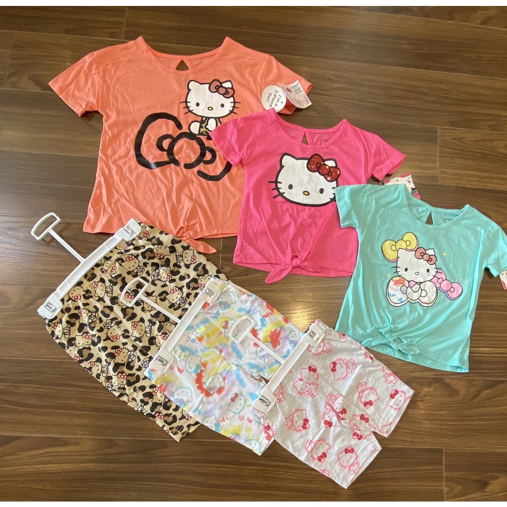 Bộ cộc tay bé gái Hello Kitty chất cotton hàng siêu đẹp size 10-40kg