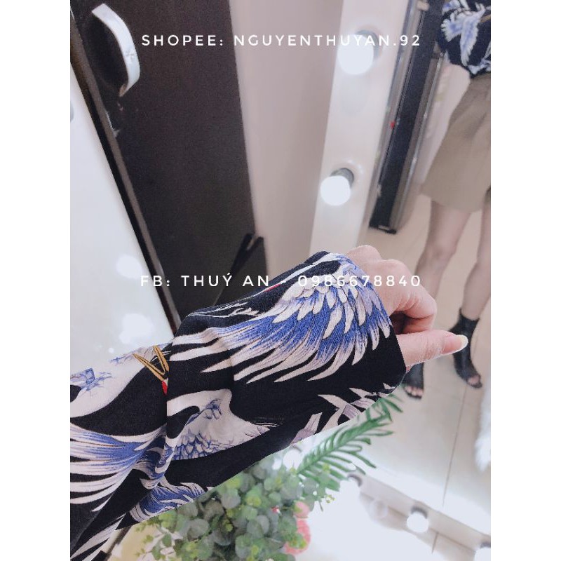 Áo sơ mi họa tiết chim cò