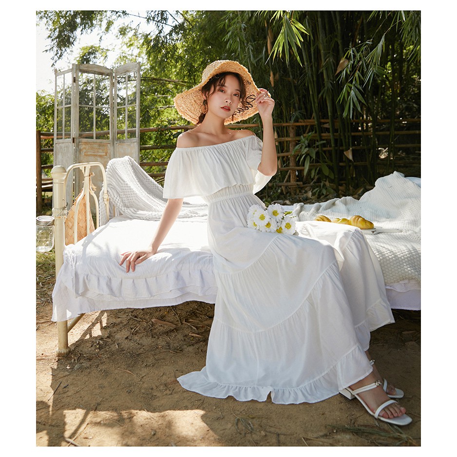 (Sẵn)Váy Maxi Trễ Vai Đi Biển 3 Tầng | BigBuy360 - bigbuy360.vn