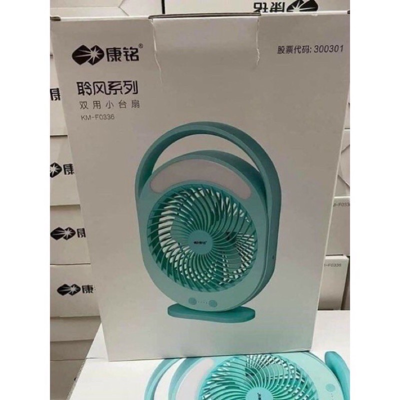 Quạt tích điện sạc pin có đèn Led F0336 màu xanh lục pin bền chạy 6-8h
