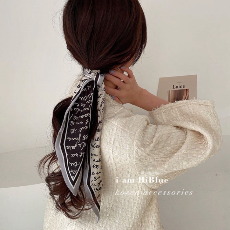 💛FREESHIP XTRA💛 Khăn choàng cổ kết hợp làm dây ruy băng buộc tóc Họa Tiết Cách Điệu phong cách Hàn Quốc DRB02