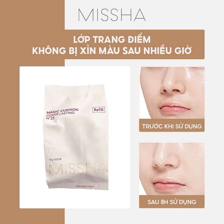 Combo Phấn Nước Che Phủ Hoàn Kiềm Dầu Missha M Magic Cushion Cover Lasting SPF50+/PA+++ 15g và Lõi thay thế Refill | BigBuy360 - bigbuy360.vn