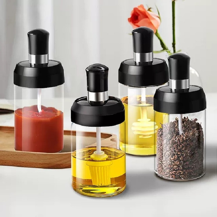 Hũ Đựng Gia Vị Thuỷ Tinh Kèm Muỗng, Lọ Đựng Gia Vị Kèm Thìa Xúc Tiện Lợi