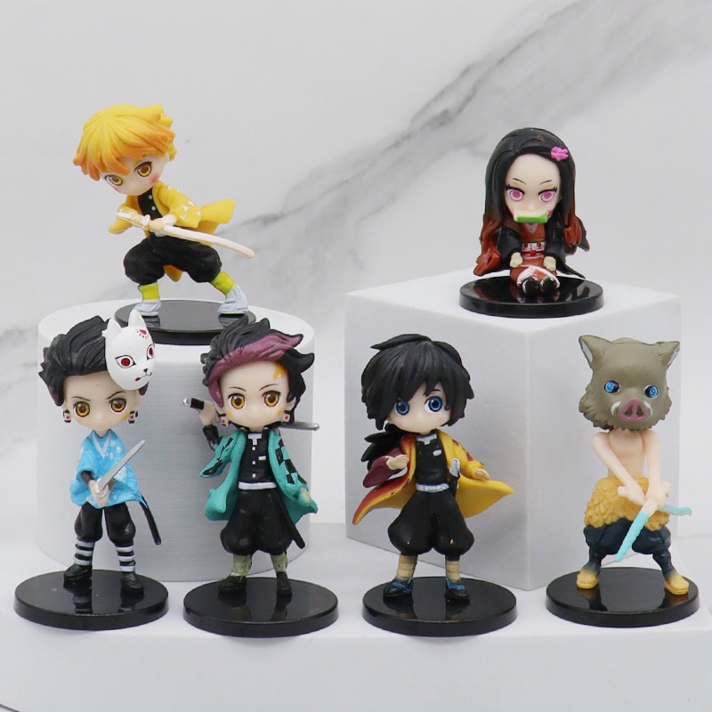 [ 7cm ] Set tượng 6 nhân vật Thanh Gươm Diệt Qủy không hộp mẫu 3 - KNY - Baystore