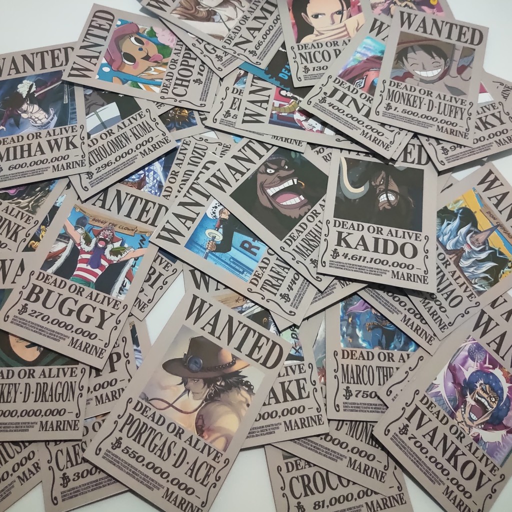 1 Tấm Thẻ Bài Truy Nã One Piece Vua Hải Tặc - One Piece Wanted Card Đầy Đủ Nhân Vật Độc Quyền Bởi AnimeX
