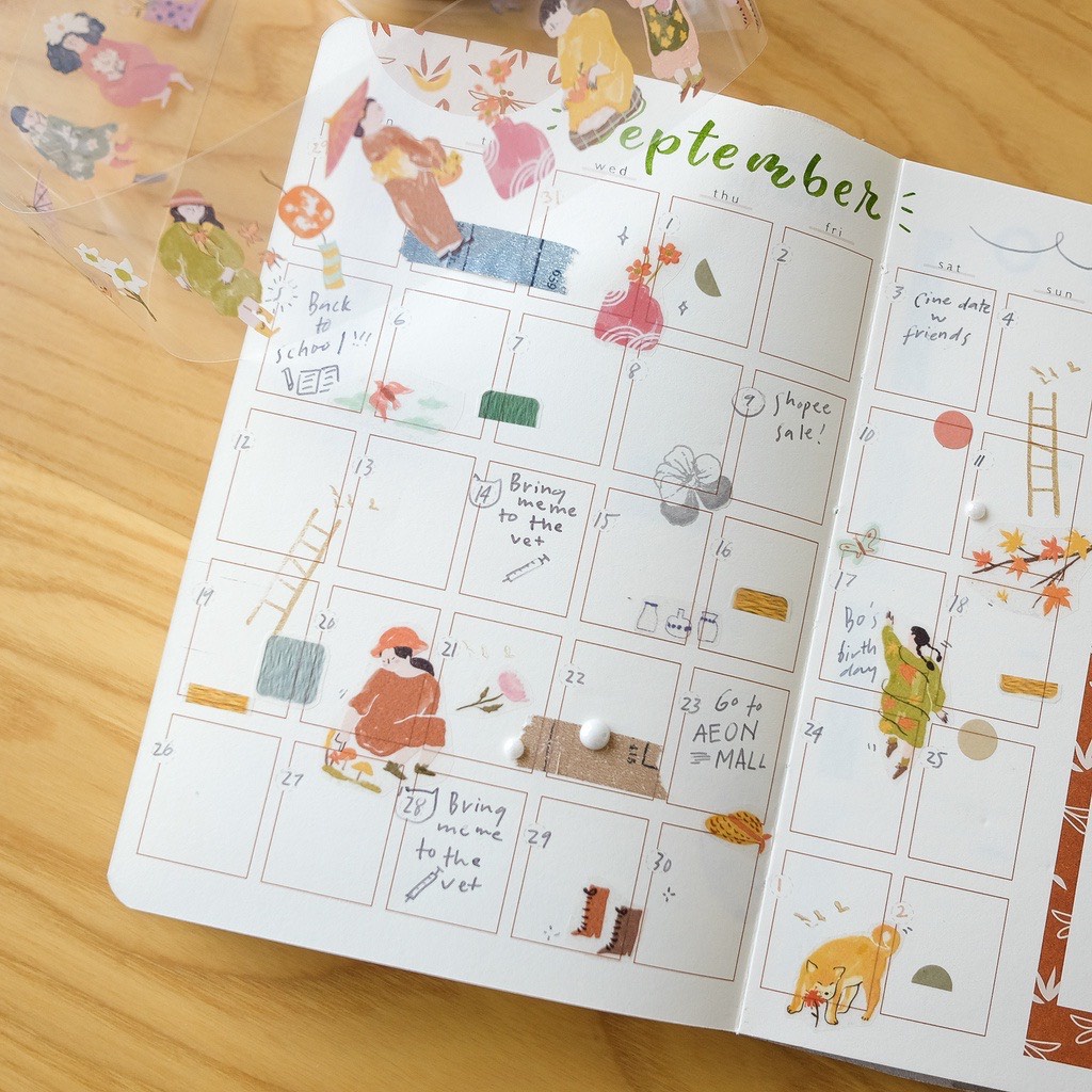 Stickers dạng PET Tape | Teayou Fairies | Chu kì chiết 100 cm