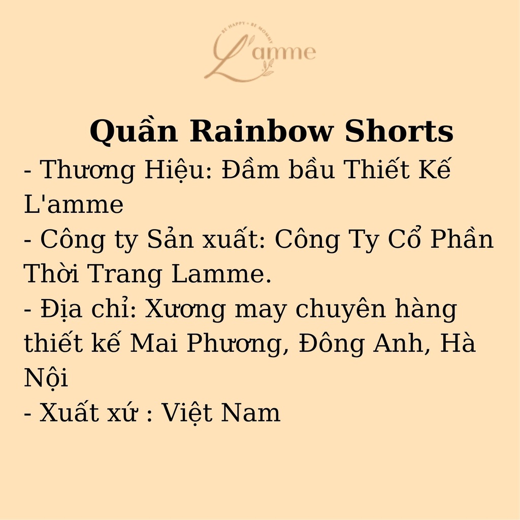 Quần đùi bầu Rainbow chất lụa dập ly thoáng mát,có dây chun điều chỉnh, dễ mix đồ thiết kế bởi LAMME