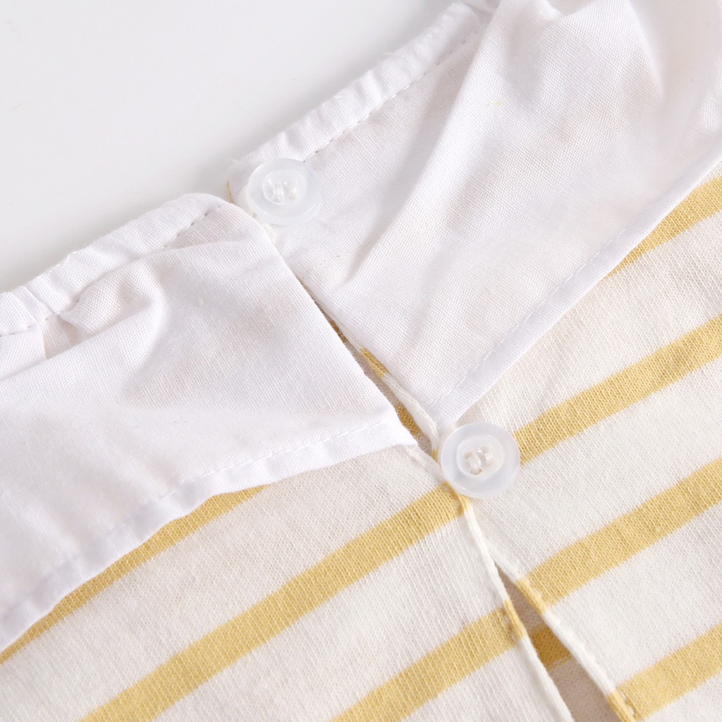 Áo Liền Quần Sanlutoz Dài Tay Họa Tiết Kẻ Sọc Hoạt Hình Thời Trang Cho Bé Gái Sơ Sinh