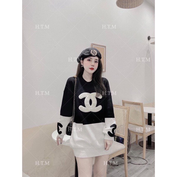 Áo len tăm chanel mau vạt lệch phối màu cá tính  Chất  tăm cổ nống co giãn Hình thêu nổi mix tỉ đổ  fom60kg về | BigBuy360 - bigbuy360.vn