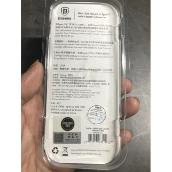 Đầu Chuyển Đổi OTG USB Type C Sang USB A Baseus (TYPE C Male to USB Female Cable Adapter Converter) | BigBuy360 - bigbuy360.vn