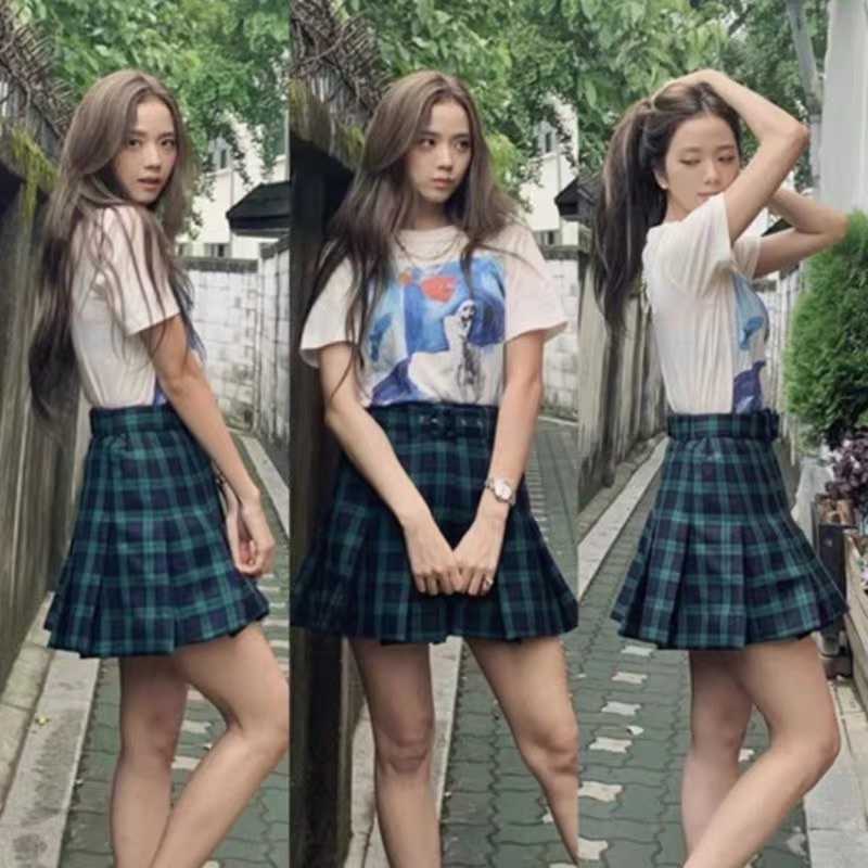 Chân váy tennis kẻ caro giống Lisa, Jisoo BLACKPINK, Miyeon GIDLE, Amee