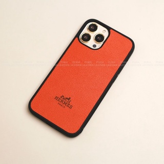 Ốp da thủ công viền đen khắc chữ Epsom Cam cho IPhone 14/14Plus/14Pro/14Promax/13/13Pro/13Promax/12Promax ODTC142